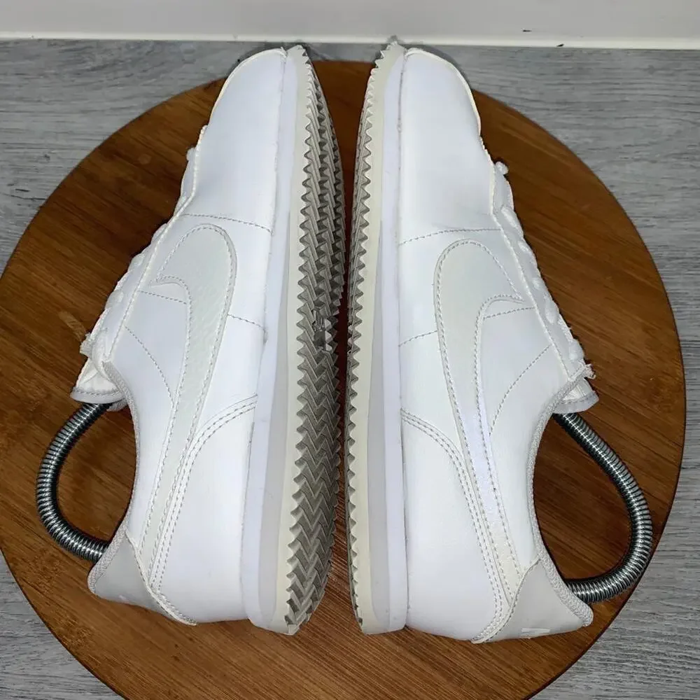 Nike Classic Cortez Women Size 8.5 Youth 7 Triple White Leather Shoes AH7528-104